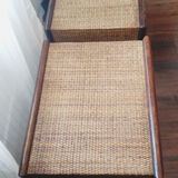 Pair of rattan and bamboo bedside tables, vintage