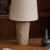 Vintage modern French table lamp in stone with elephant patterns, 1970s.