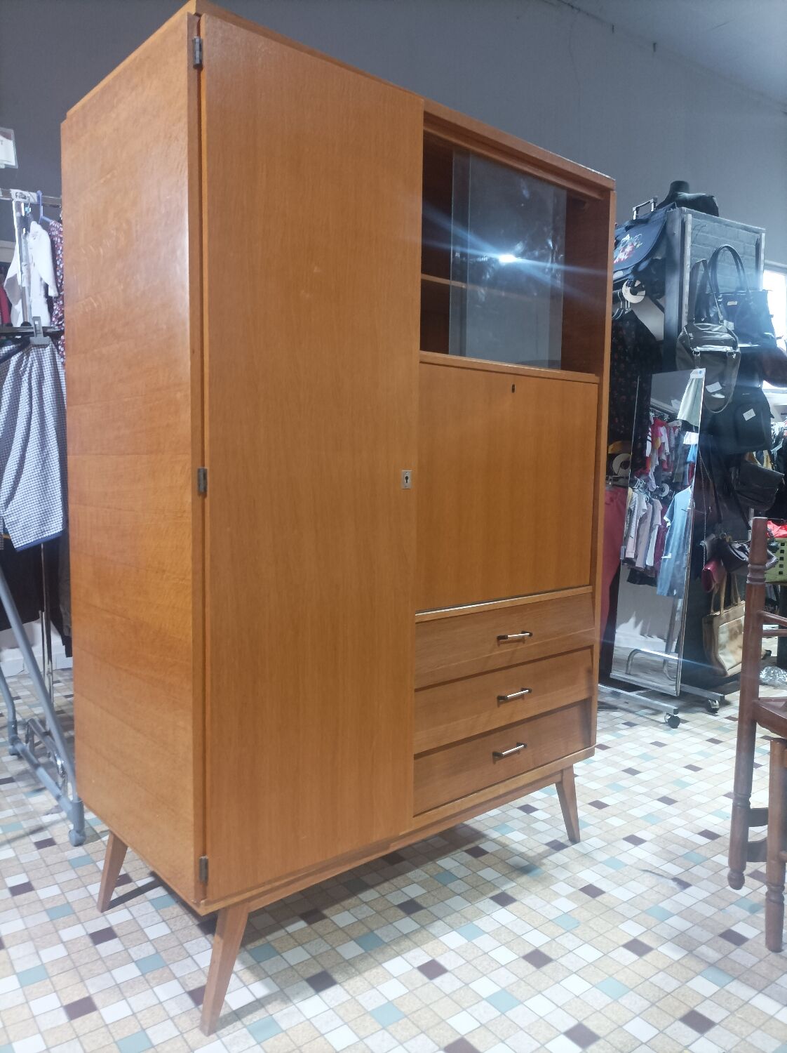 Wardrobe cabinet secretary wardrobe scandinavian teak Vintage
