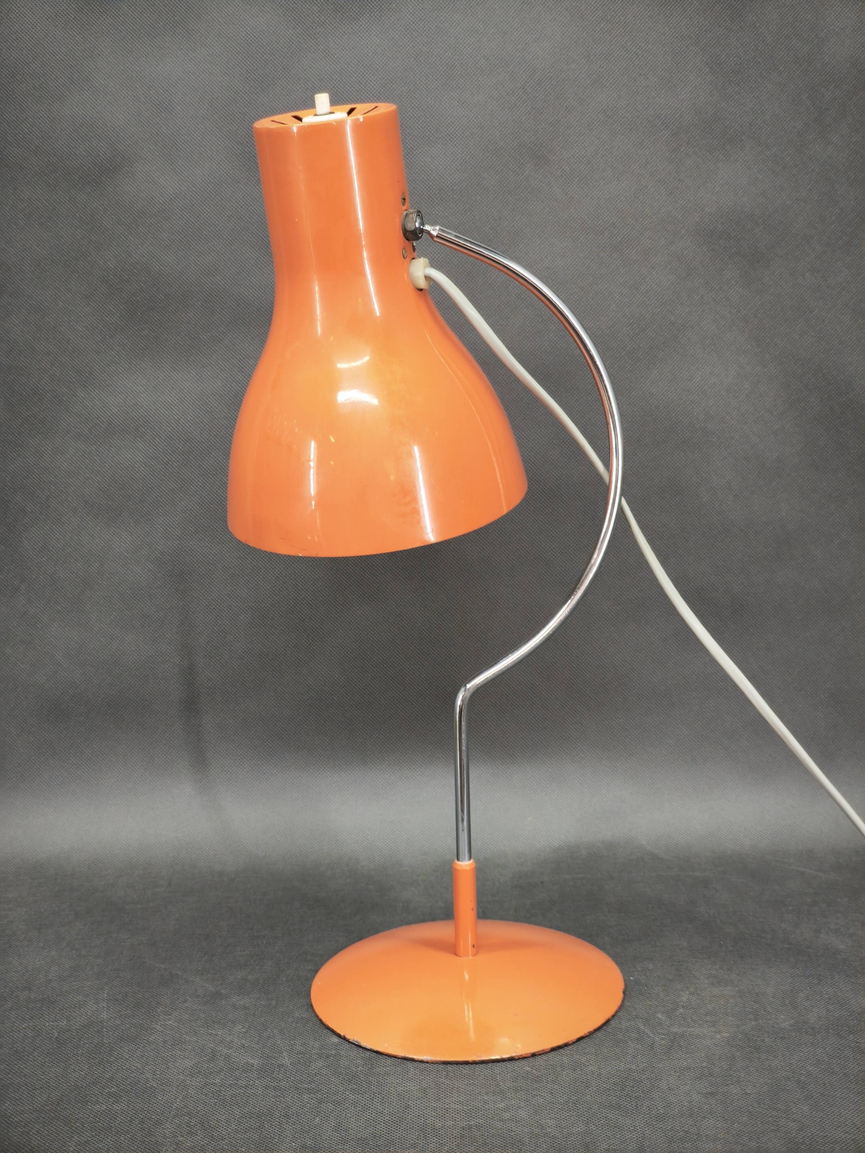 Josef Hůrka Orange Table Lamp for Napako, Czechoslovakia, 1960s
