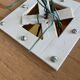 1960s wooden stained glass pendant light