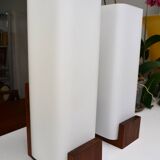Pair of Louis Kalff opaline and teak wall lights from the 50s/60s