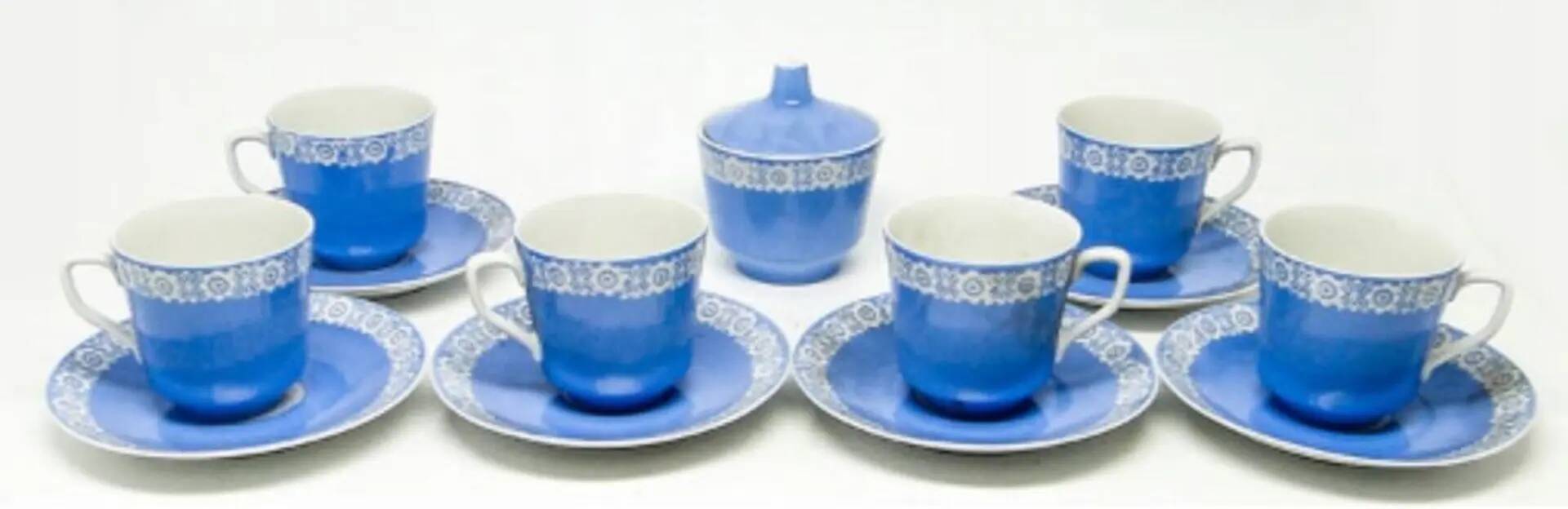Mid-century modern coffee set, porcelain, Poland, 1970s
