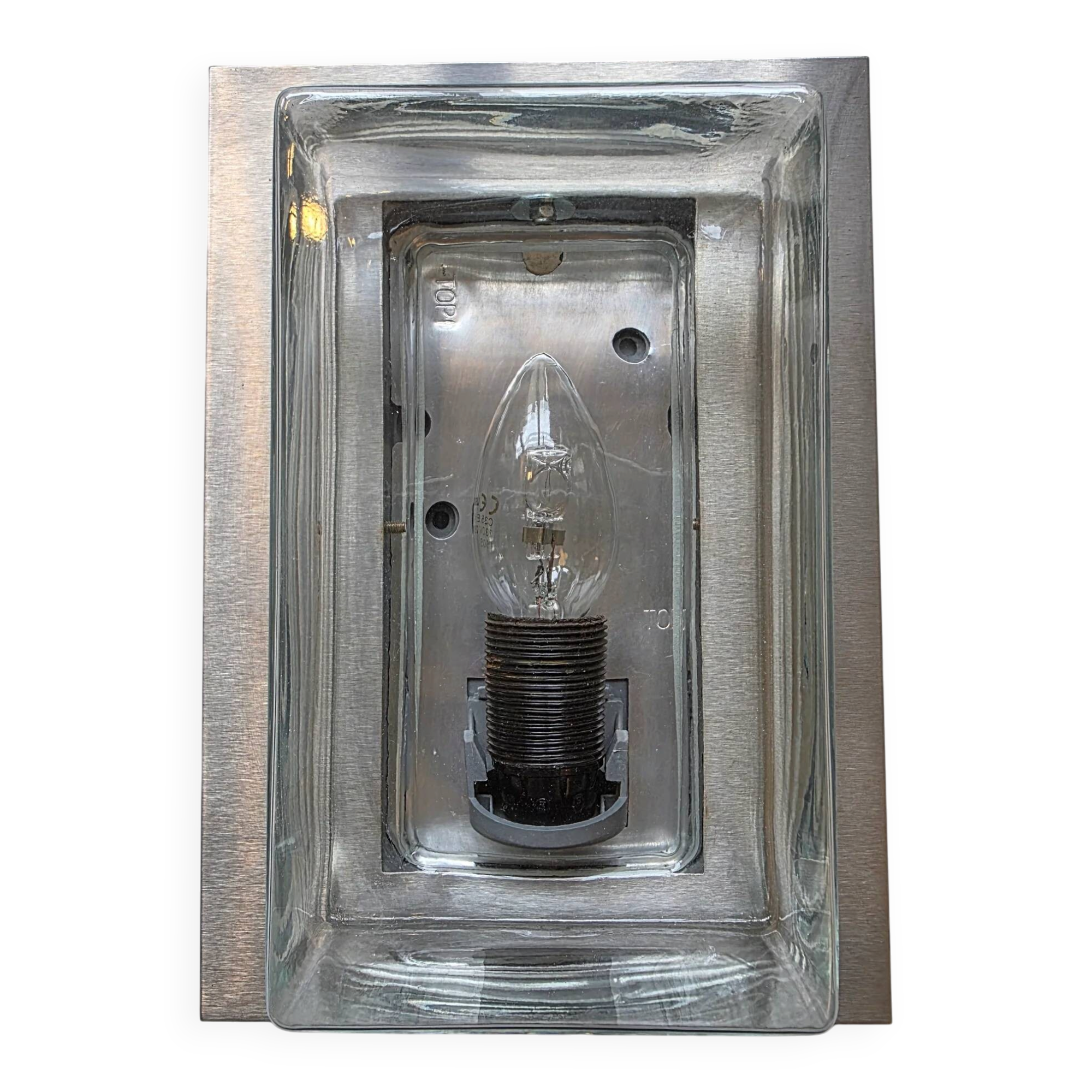 Stainless steel and glass wall lamp