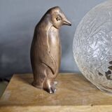 Lamp / Art Deco Night Light Penguin & Cracked Glass Globe on Base
