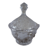 Sugar bowl, candy dish with chiseled glass and foliage