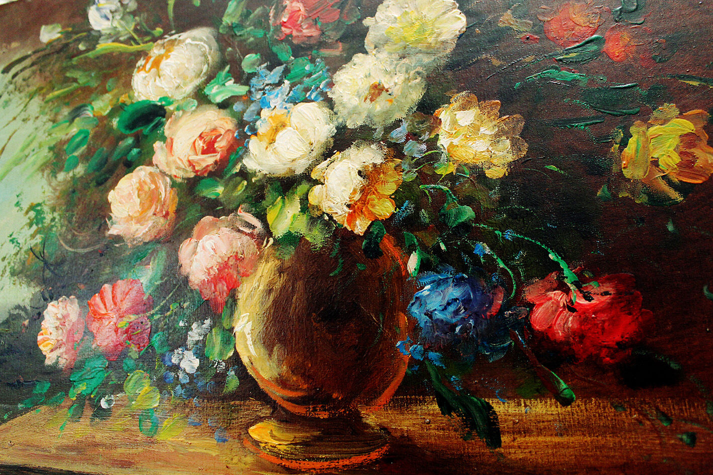 Painting bouquet old oil on canvas