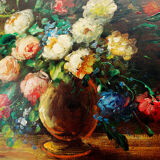 Painting bouquet old oil on canvas