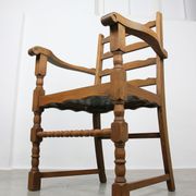 Chaises médiévales vintage en chêne, lot de 4