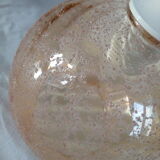 Hanging lamp globe ball in granular amber glass