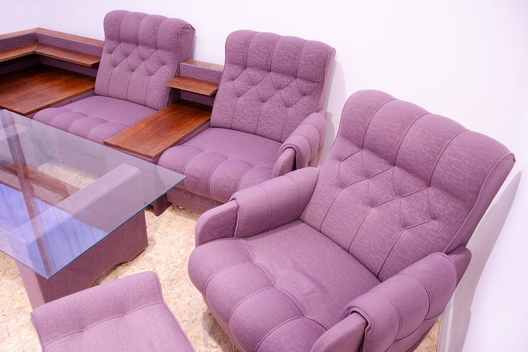 Ensemble de salon vintage bloc de l'Est, Tchécoslovaquie, 1980