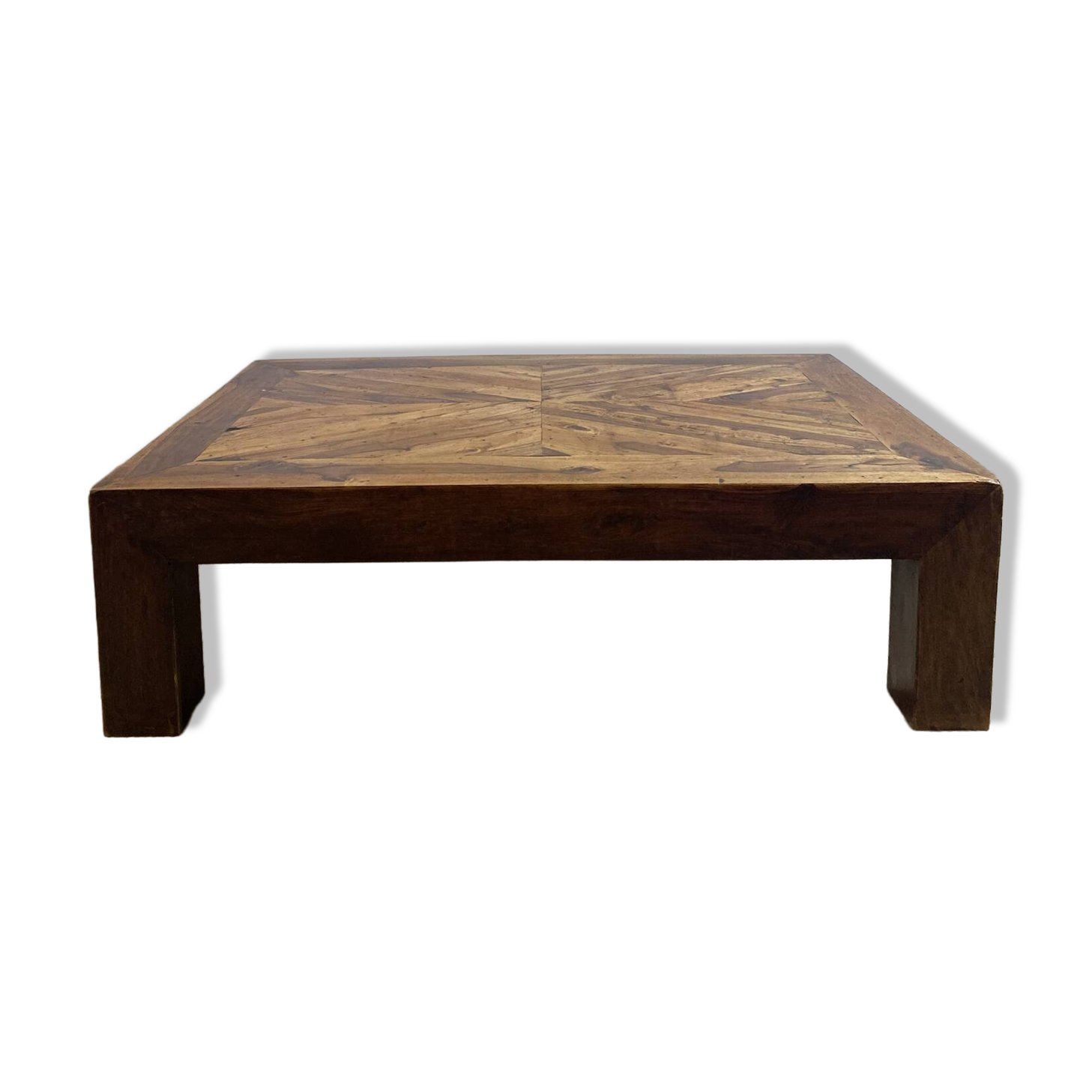 Solid wood coffee table with marquetry top