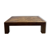 Table basse en bois massif et plateau en marqueterie