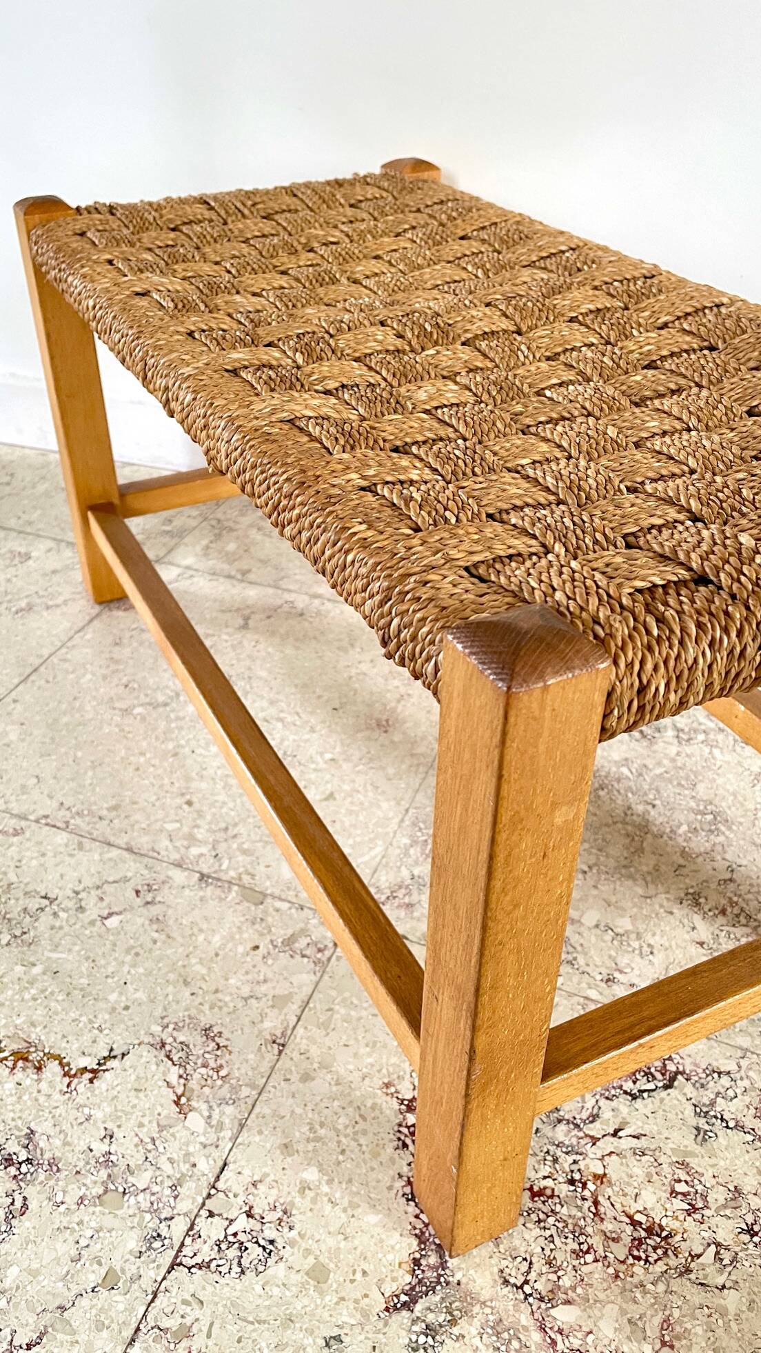 Stool bench wood and rope vintage bohemian spirit