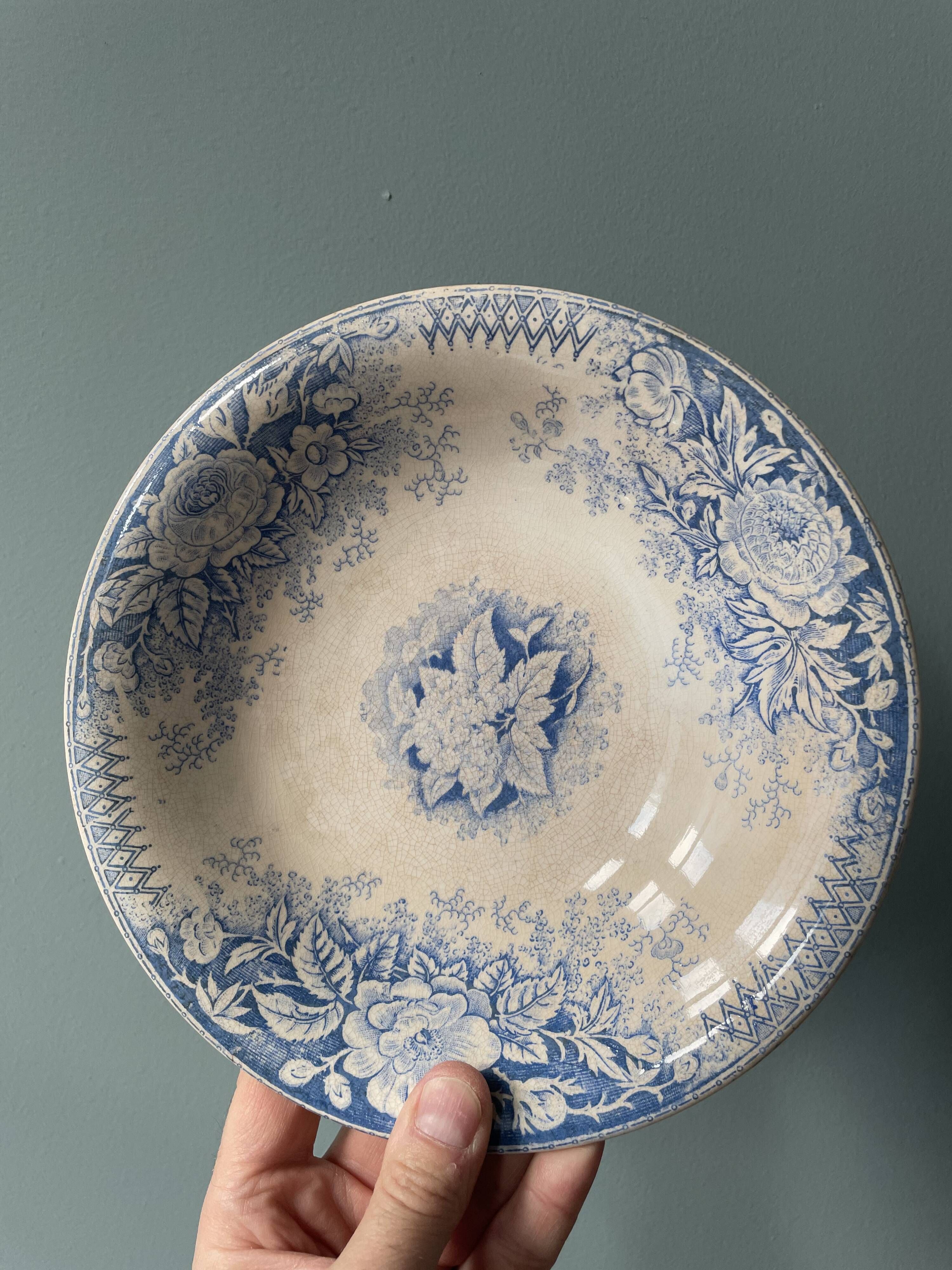 Compotier ancien XIXème U et Cie Sarreguemines, model Jardinière