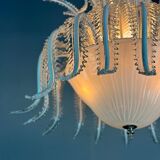Venetian chandelier in white and gold Murano glass, circa 1980