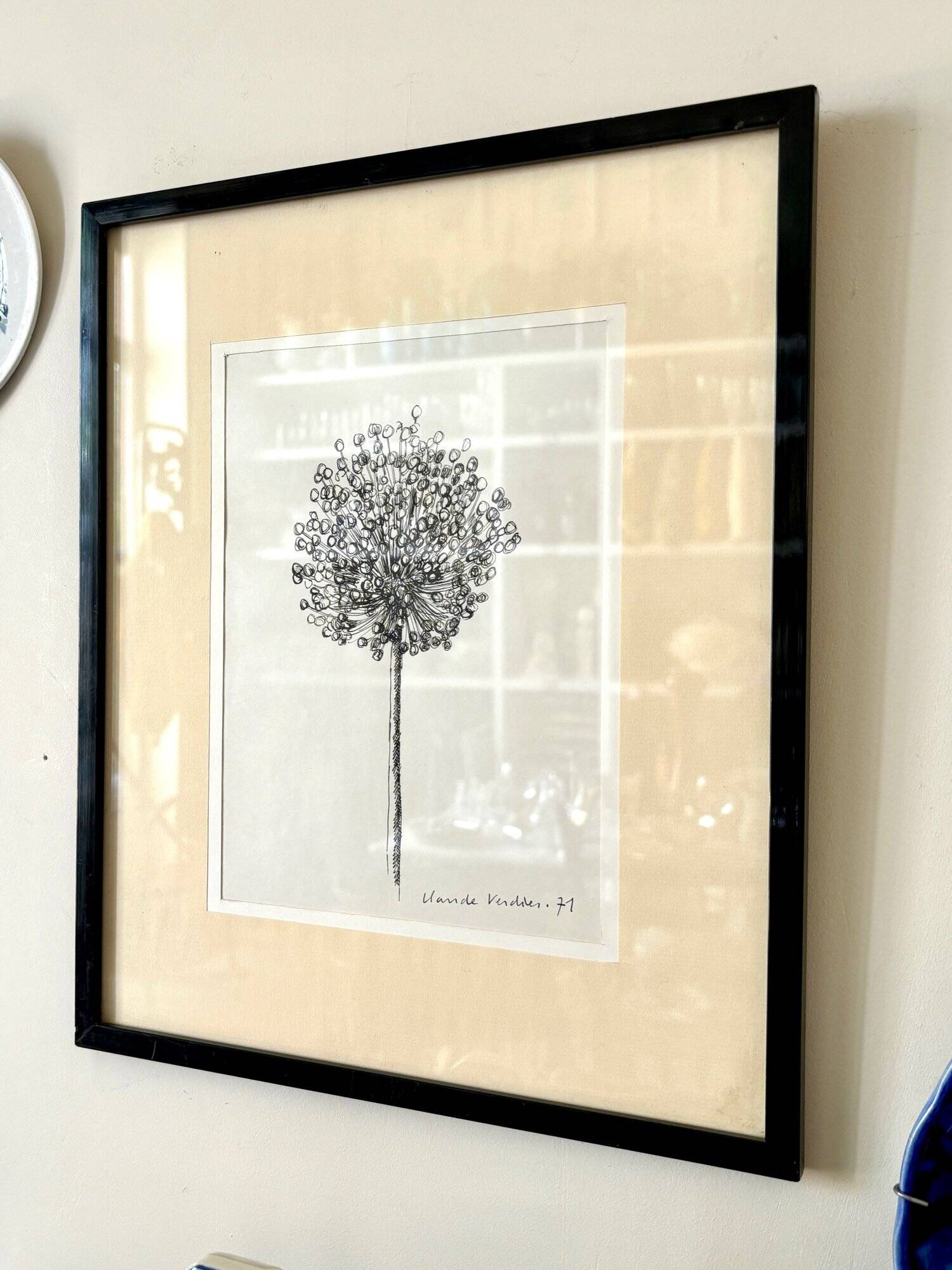 Drawing, work on paper by Claude Verdier framed, 1971