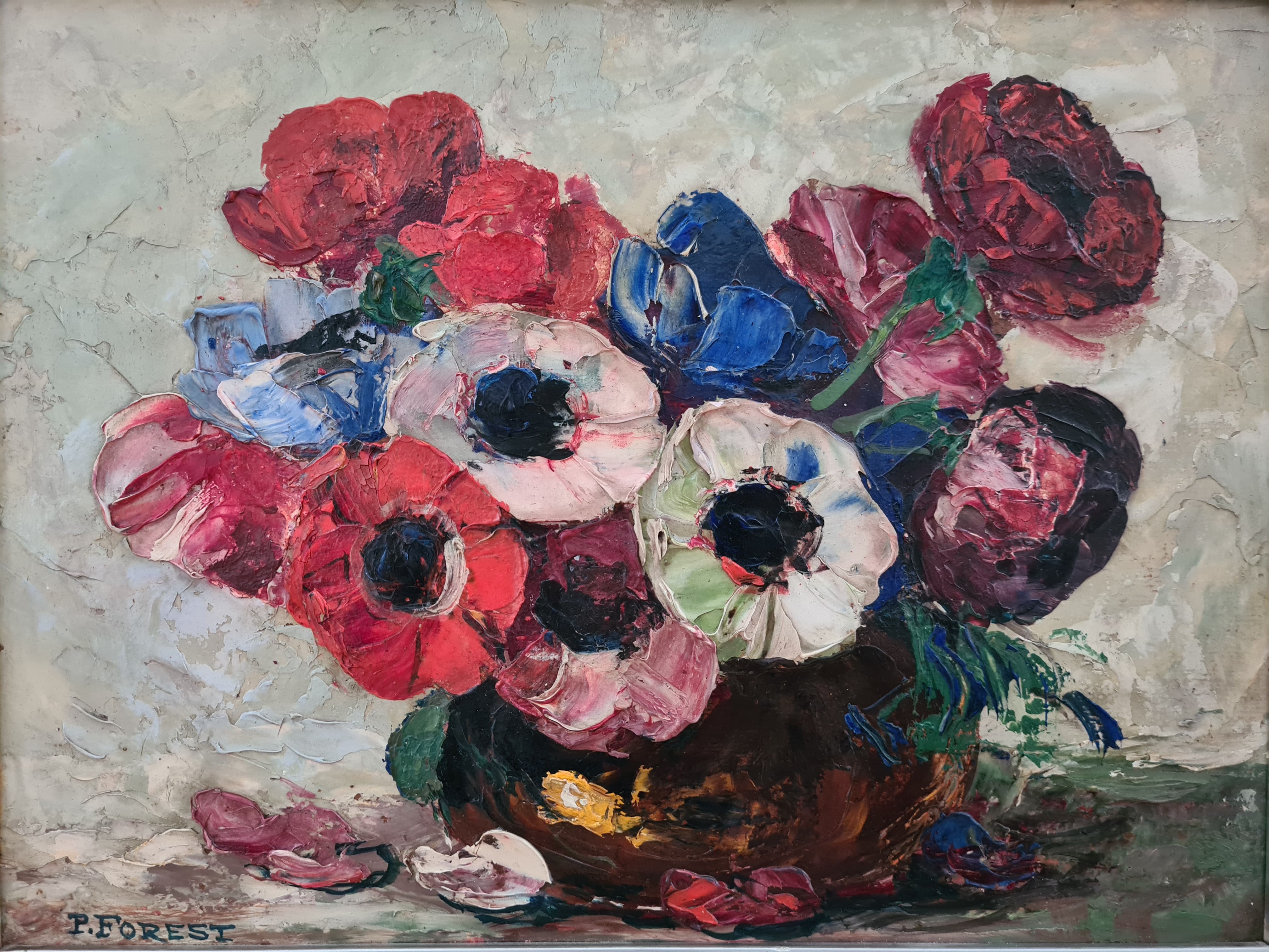 The bouquet of anemones painted by Pierre Forest