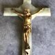 Vintage onyx stone wall crucifix and gold metal christ