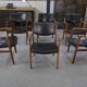 Set of 6 Scandinavian armchairs in leather and rosewood by Gondo Gravesen for Atelier Bondo Gravesen Snedkerier 1960s.