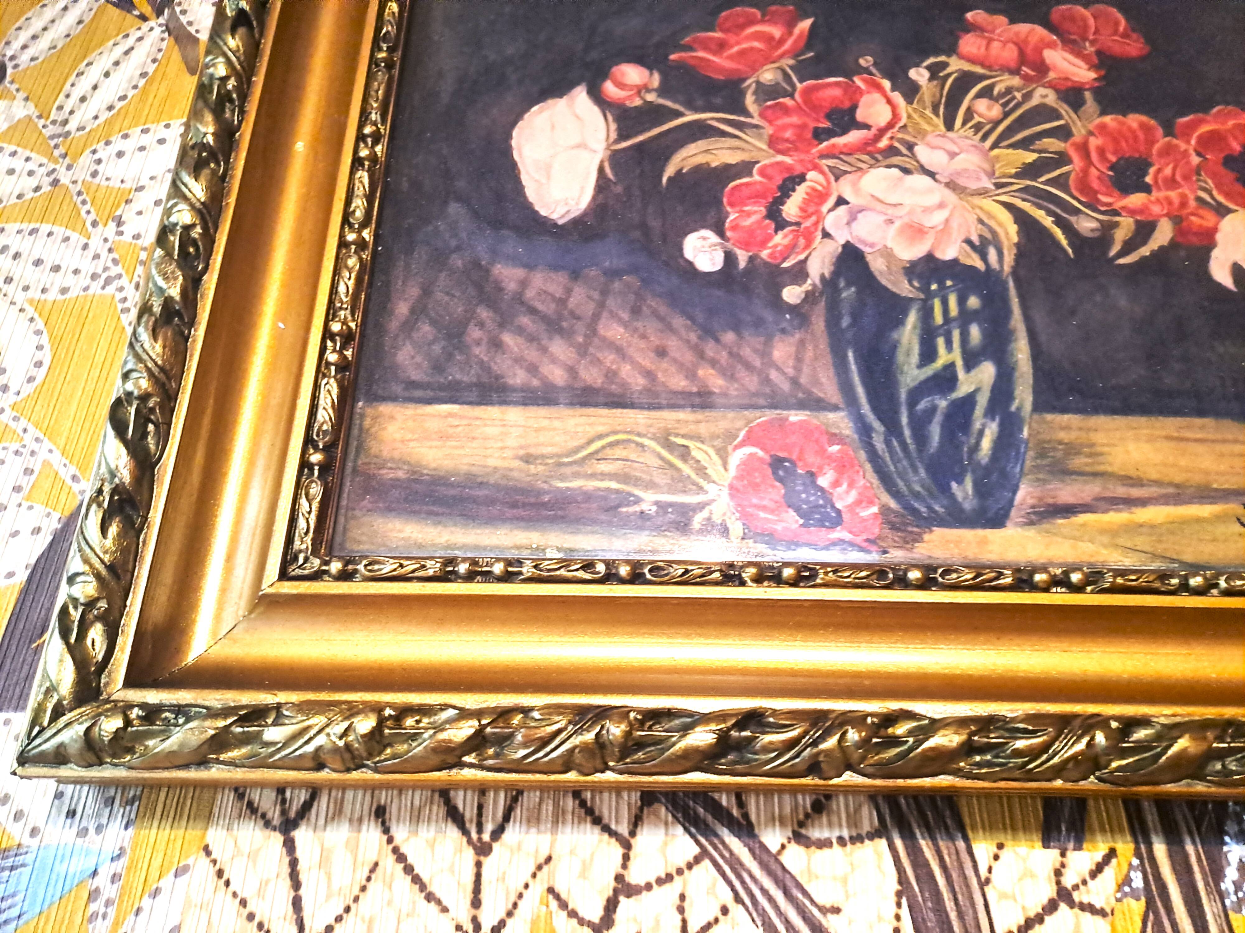 Painting jack watercolor still life france 1938 bouquet of anemones