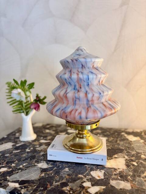 Fascinante  Lampe Art Déco en opaline multicolore