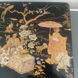 Large Napoleon III Box in boiled cardboard with Asian decor