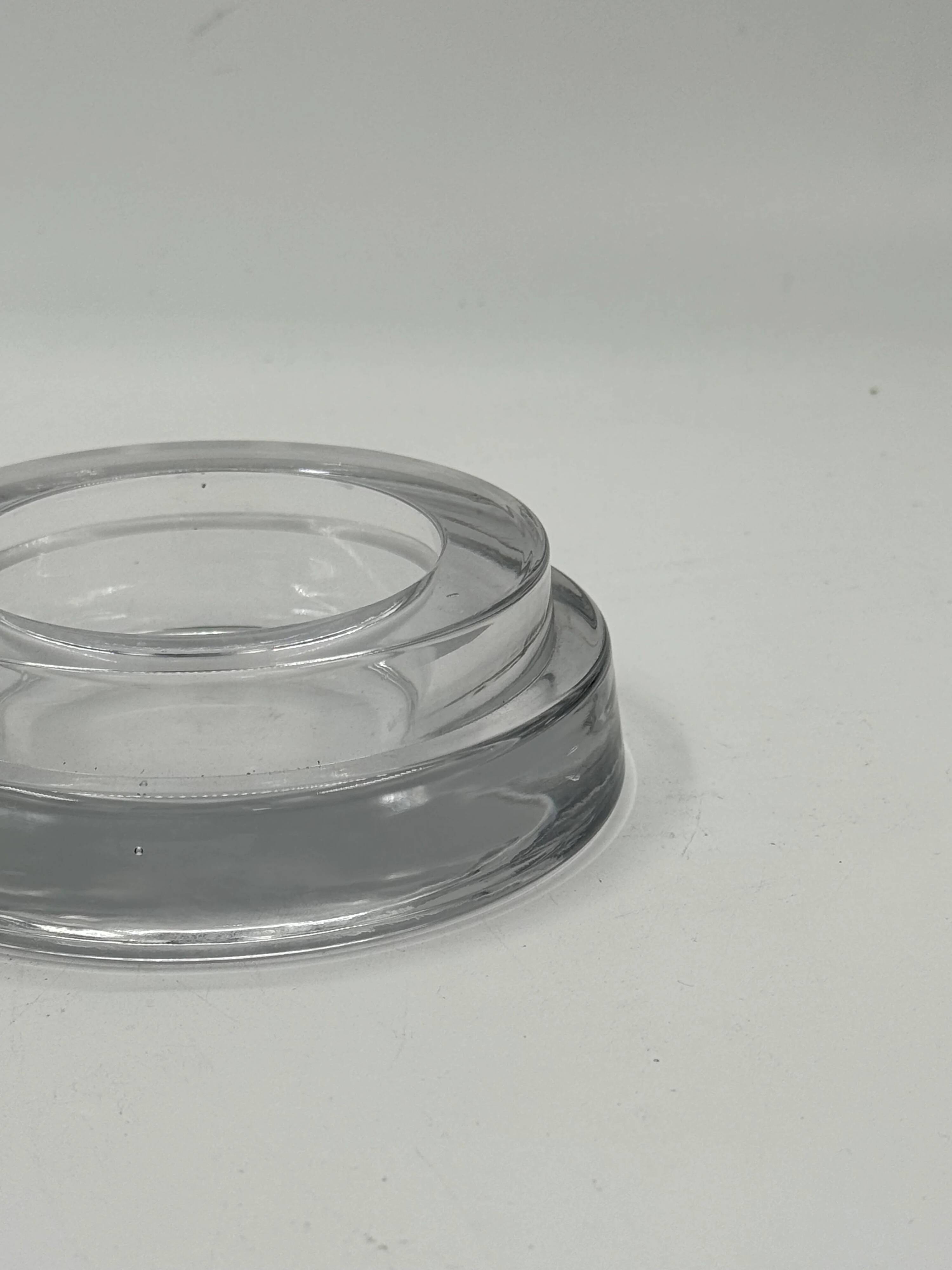 Vintage transparent glass catchall, stepped design.