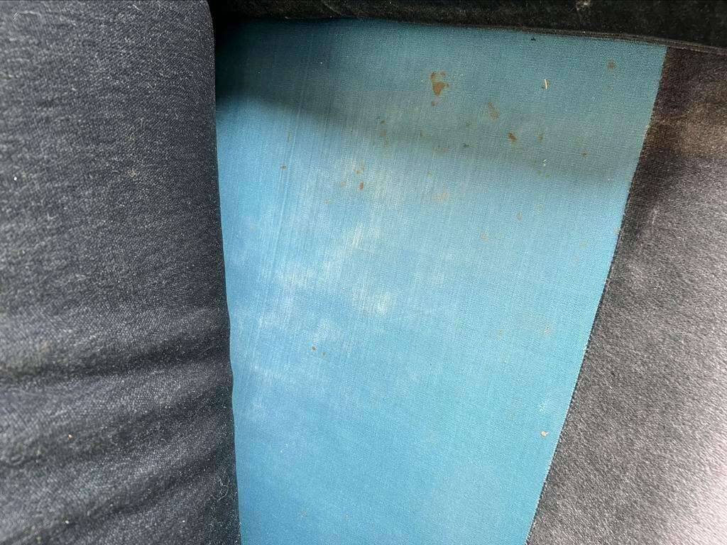 Vintage blue-grey velvet fringed seat / armchair