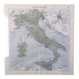 Illustrated Italy Europe map 43x43cm vintage from 1950