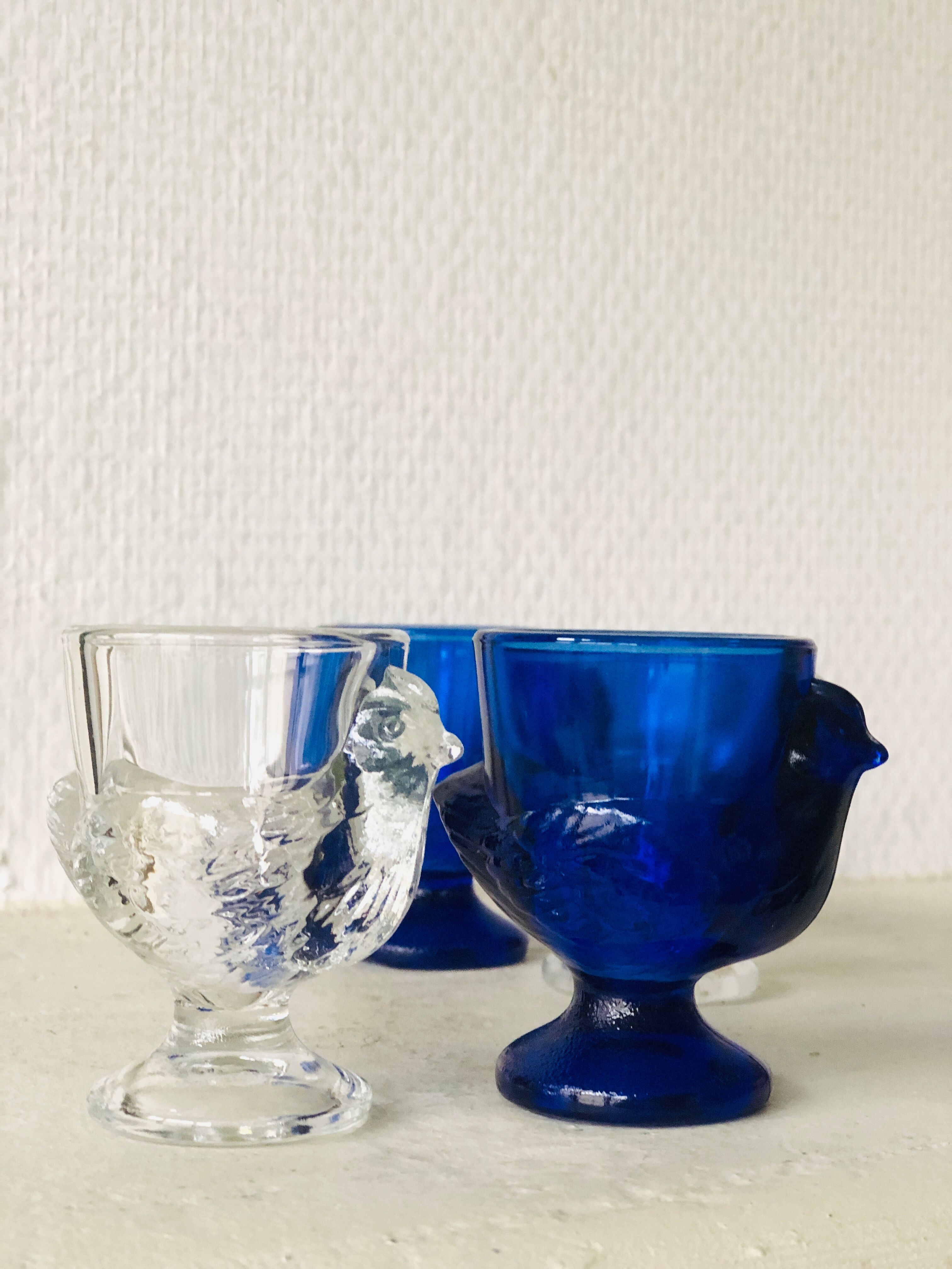 Electric blue and white glass shells
