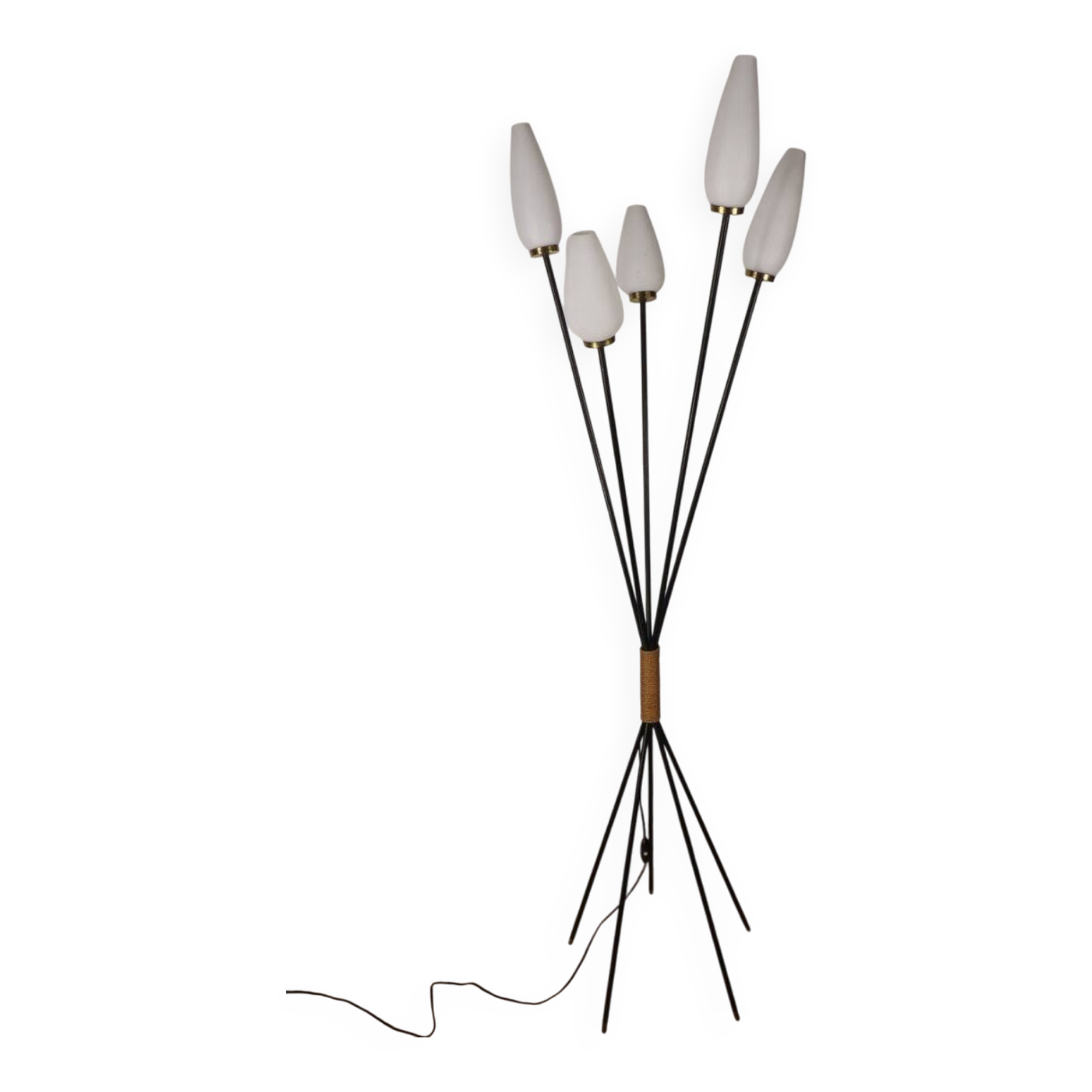 Lampadaire en métal et opaline, 1960