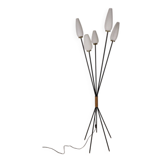 Lampadaire en métal et opaline, 1960