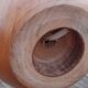 Lampe de chevet pied boule bois blond, abat jour ecru