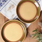 Vintage dinner plates from the 70s, in glazed stoneware, stamped Esso, Set of 6.