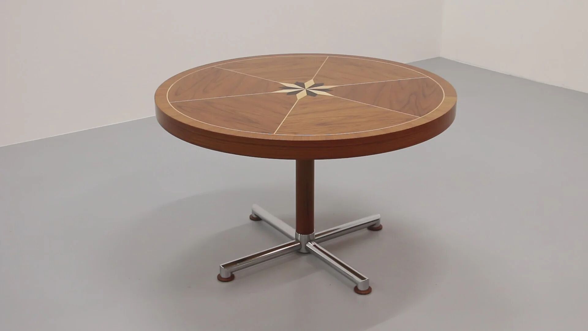 Italian mid-century dining table with stunning inlay star