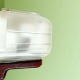 Glass and wood wall sconce light