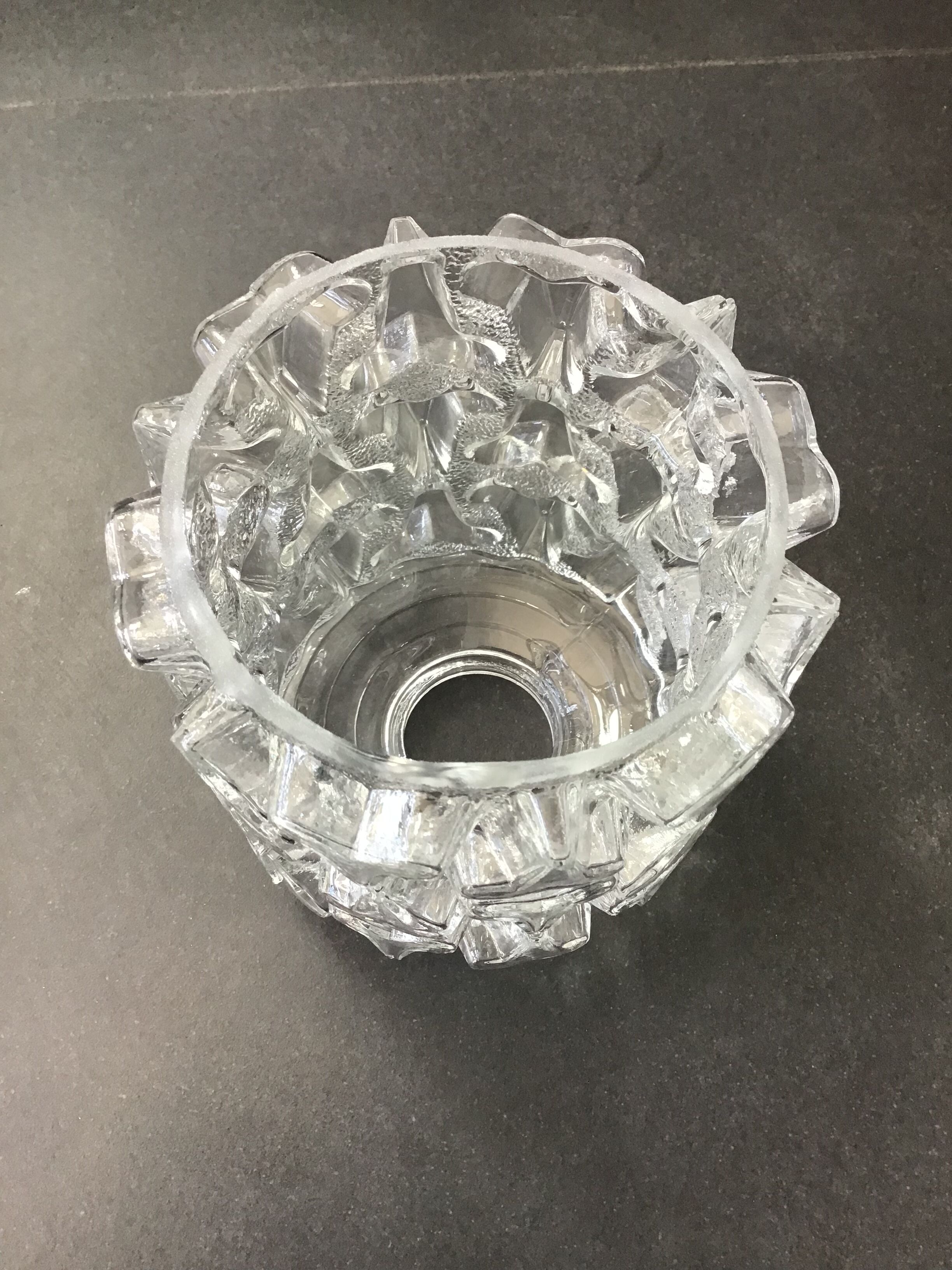 Moulded glass pendant lamp, 70s