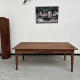Teak farmhouse table with spindle legs