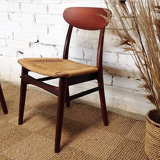 Pair of danish chairs in teak and braided rope