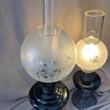 Pair of electrified old kerosene lamps