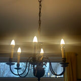 Brass Mid-Century Chandelier - 6 light branches