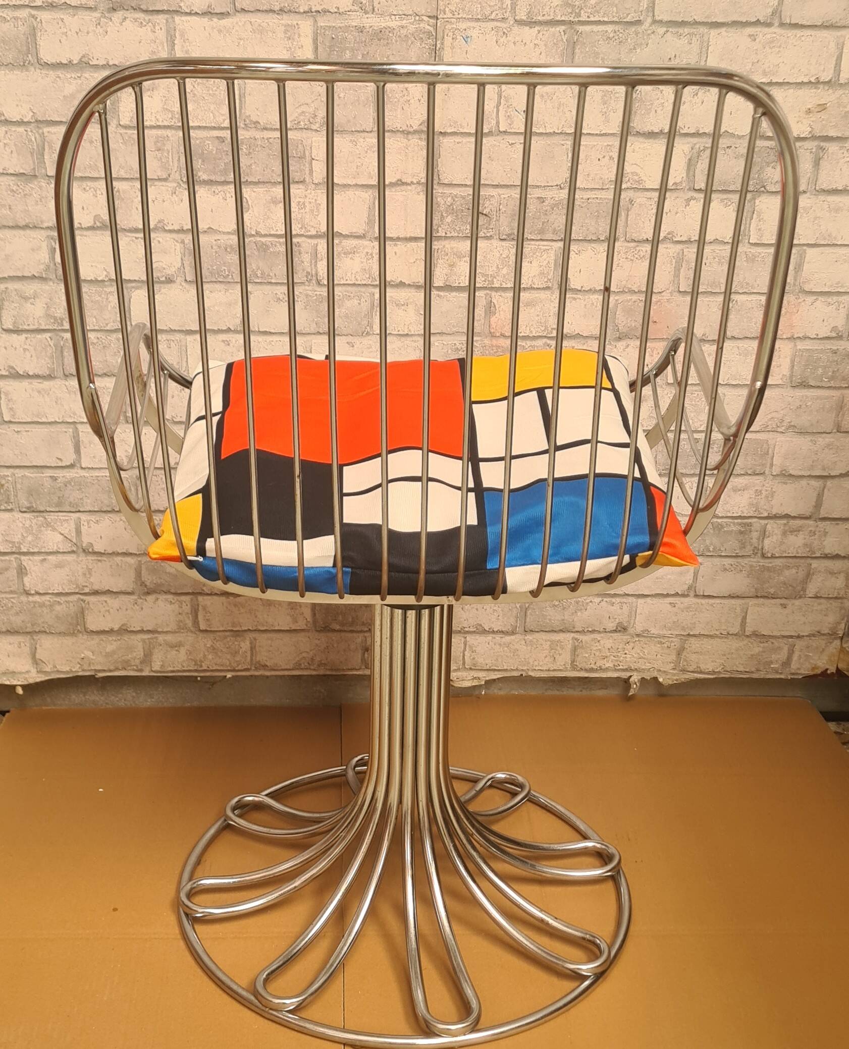Metal chair by Gastone Rinaldi 1960 cushion piet mondrian very good and