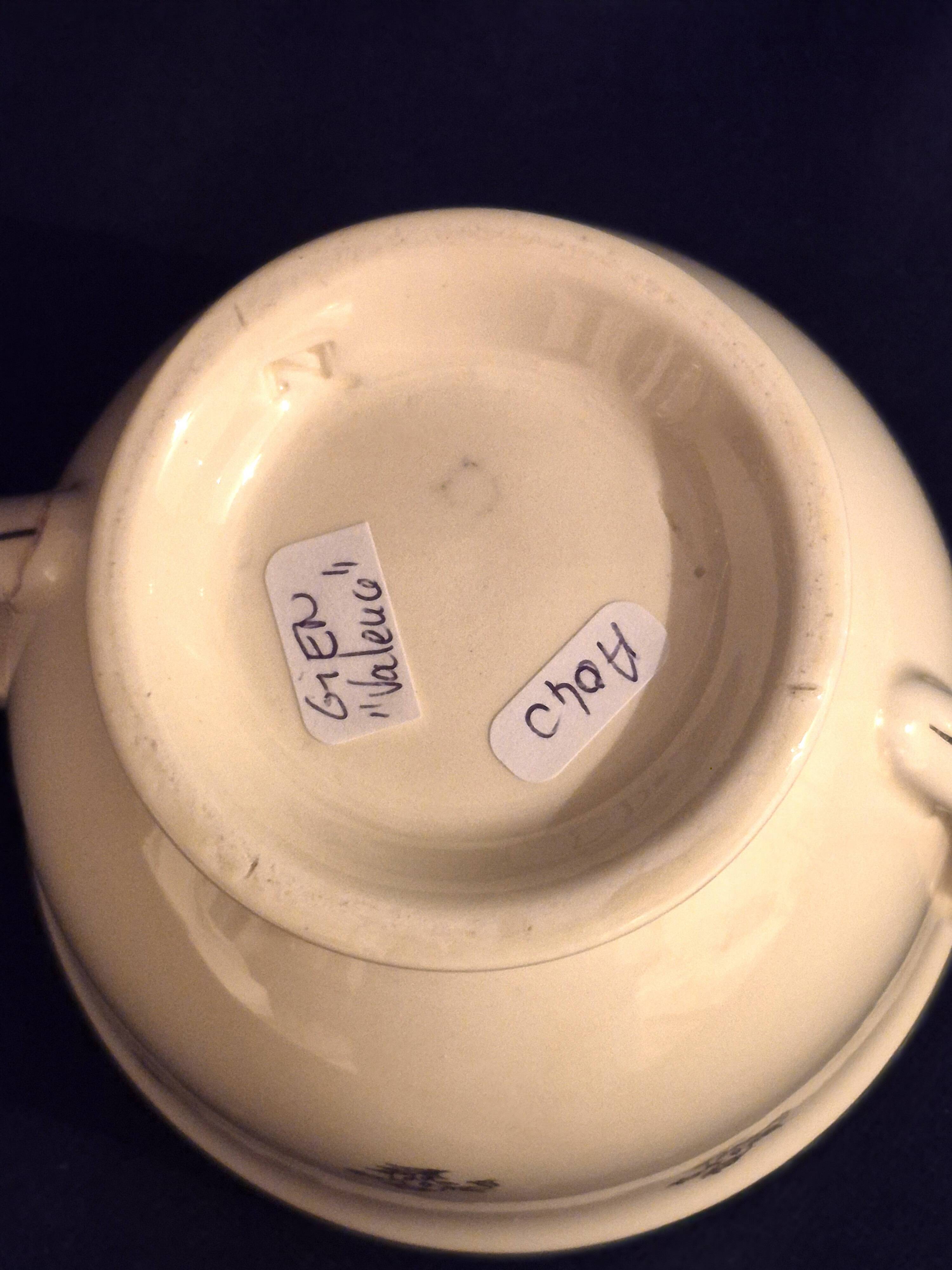 Antique sugar bowl, in Gien earthenware, Model Valence A040