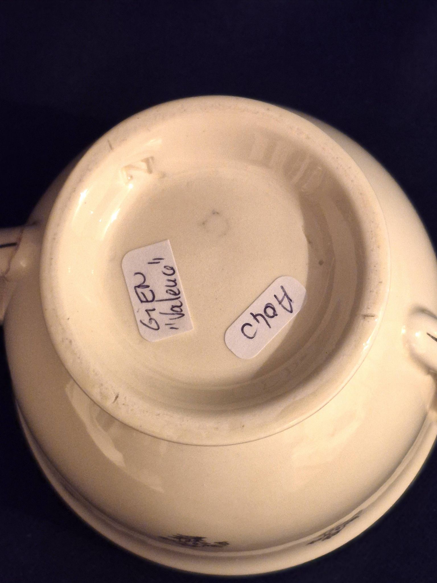Antique sugar bowl, in Gien earthenware, Model Valence A040