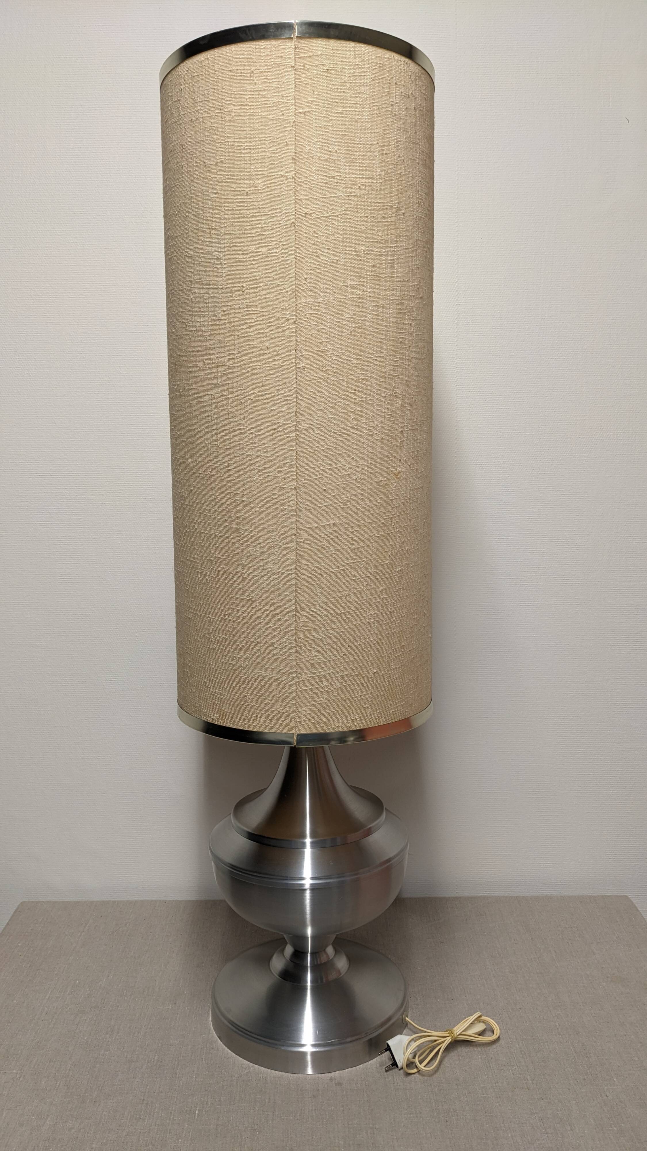 Space age XL living room lamp in brushed aluminium, France circa 1970.