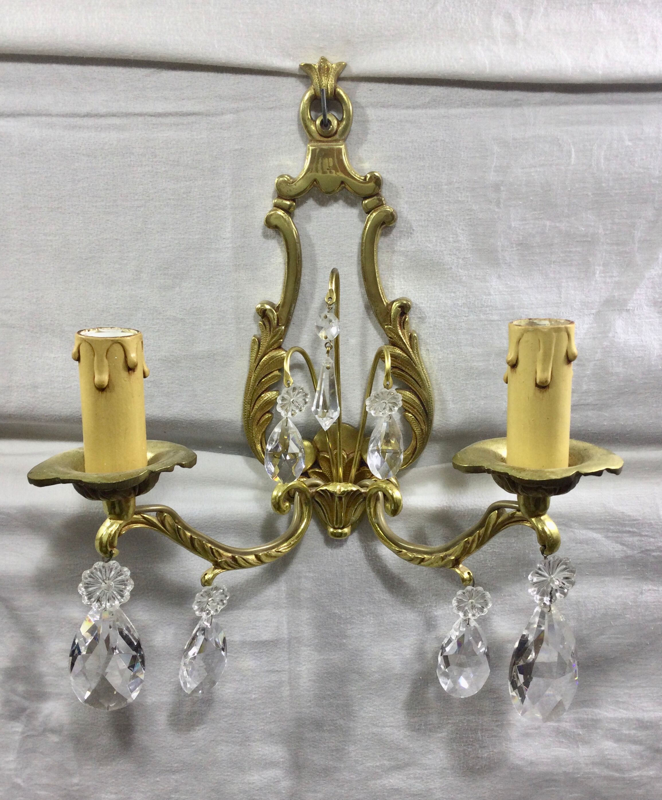 Pair of Wall Lamp Bronze And Crystal 2 Lights