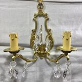 Pair of Wall Lamp Bronze And Crystal 2 Lights