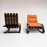 Reupholstered cognac coloured lounge chair, 1960s