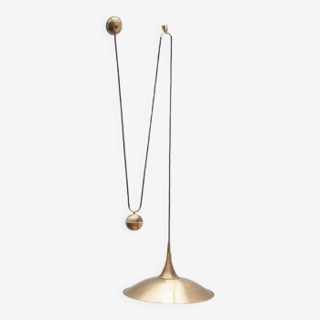 Onos 55 Brass Counter Balance Pendant Lamp by Florian Schulz, 1970s